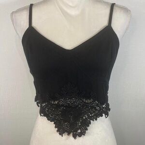 Intimately Free People Sexy Black Cropped Lace Top